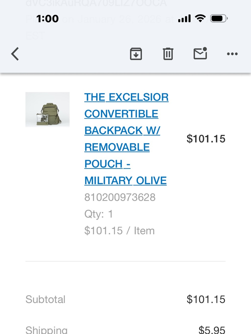 Convertible Backpack with Clear Removable Pouch - Military Olive